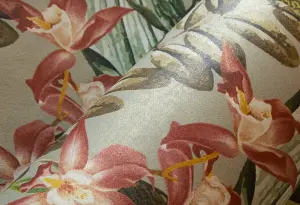 Galerie Tropical Collection Peanut Kiribati Floral Inspired Wallpaper Roll