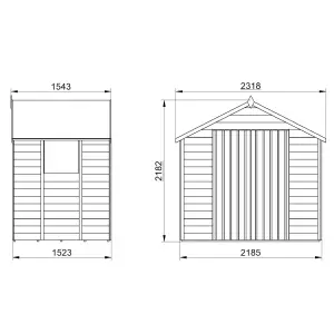 Forest Garden Overlap 7x5 ft Apex Wooden Pressure treated 2 door Shed with floor & 1 window (Base included) - Assembly service included