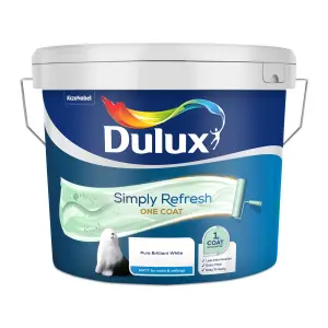 Dulux One coat Pure brilliant white Matt Emulsion paint, 10L