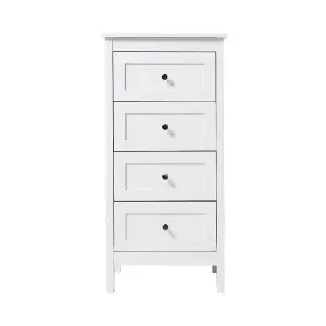 93cm H Classic White Wooden 4-Drawer Storage Cabinet for Bedroom Living Room