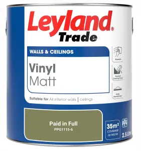 Leyland Trade Vinyl Matt Walls & Ceilings Emulsion Paint Paid in Full (PPG1115-6) 2.5L