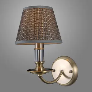 Luminosa Classic Wall Lamp Antique Bronze 1 Light  with Grey Shade, E14