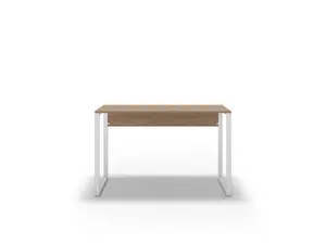 Inna Modern Work Table Oak with Sturdy White Metal Legs Particle Board Industrial Desk Width 110cm