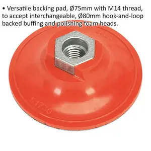 75mm Hook and Loop Backing Pad with M14 Thread for Buffing and Polishing Discs