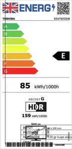 Toshiba Fire 65 Inch 65UF3D53DB Smart 4K UHD HDR DLED TV