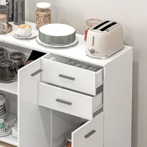 HOMCOM Modern Sideboard Kitchen Storage Cabinet with 2 Drawers and Shelves