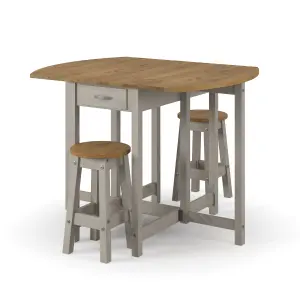 Corona Grey 114mm Oval Breakfast Drop Leaf Gateleg Table & 2 stool SET