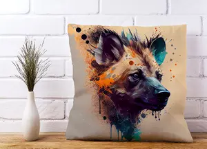 Hyena Face Splashart Light Background Cushions 45cm x 45cm