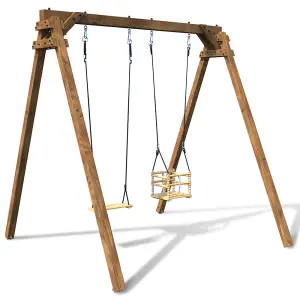 Ambre Infant & Child Double Wooden Swing Set