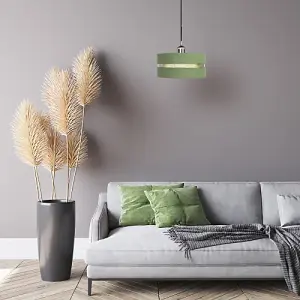 Contemporary Olive Green Linen Fabric Triple Tier Ceiling Pendant Light Shade