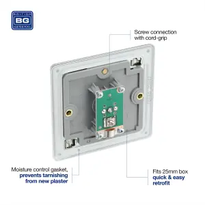 BG FBS60 Nexus Screwless Flat-Plate Single Coaxial TV Outlet Brushed Steel