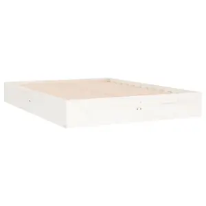 Berkfield Bed Frame White Solid Wood 120x190 cm Small Double