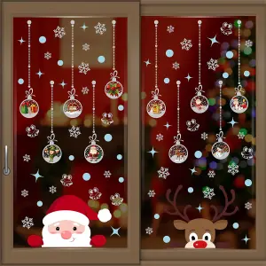 Walplus Santa And Rudolph With Baubles Window Cling