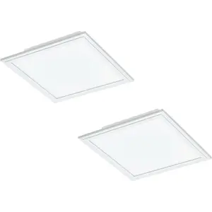 2 PACK Wall / Ceiling Light White Aluminium 300mm Square Panel 16W LED 4000K