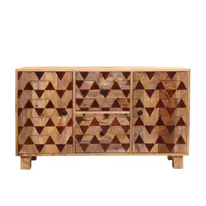 120 Cm Wide 2 Drawer Mango Solid Wood Sideboard