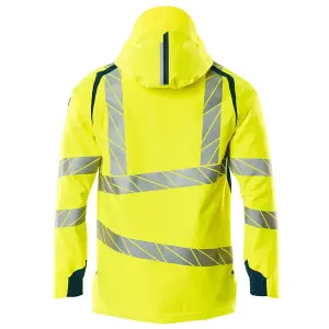 Mascot Accelerate Safe Lightweight Lined Outer Shell Jacket (Hi-Vis Yellow/Dark Petroleum)  (X Large)