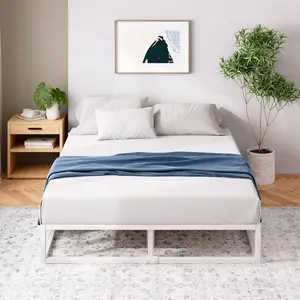 Dekker Minimal Metal Bed - 25 cm High White / UK Double - DE (135 x 190 cm)