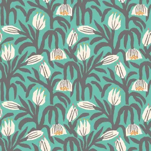 Hoopla Walls Chunky Flower Teal Blue Smooth Matt Wallpaper