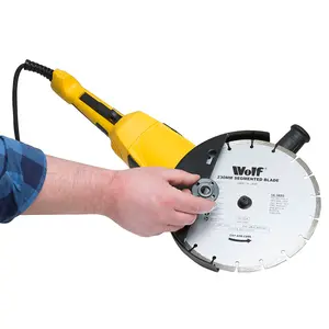 2300w Angle Grinder Wolf 230mm Corded with Diamond Disc