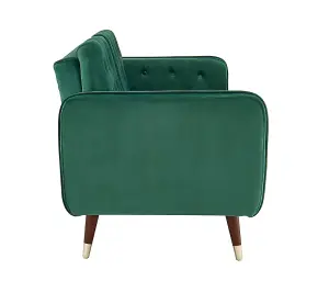 Whitby Velvet Fabric Sofa Bed 3 Seater Padded Suite Click Clack Luxury Recliner Sofabed, Dark Green