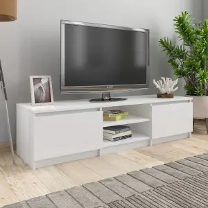 vidaXL TV Cabinet High Gloss White 140x40x35.5 cm Engineered Wood