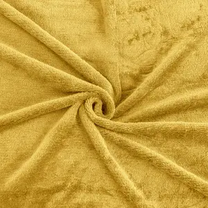 Sherpa Fleece Throw Blanket Ochre / 200cm W x 240cm L