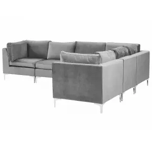 Corner Sofa EVJA Grey Velvet Left Hand