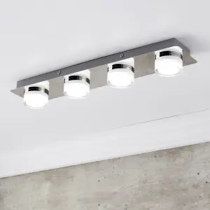 Litecraft Bolton Chrome 4 Light LED Bathroom Ceiling Spotlight Bar