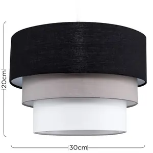 ValueLights Aztec Black Ceiling Pendant Shade and B22 GLS LED 10W Warm White 3000K Bulb