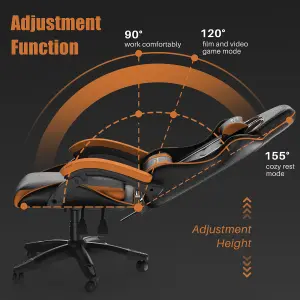 Ergonomic Gaming Chair,Soft PU Leather with Adjustable Reclining Back