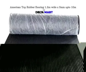 1.2m x 7m American  Ribbed Rubber Flooring  Heavy Duty 3mm Non Slip Surface for Extra-Large Spaces