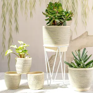 Sass & Belle Grey Striped Planter With Wire Stand