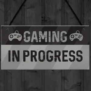 Novelty Gaming In Progress Sign For Boys Bedroom Man Cave Gamer Gift For Son