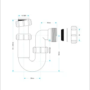 460mm Curved Wall Hung 1 Tap Hole Basin Chrome Hero Tap & Plastic Trap Waste