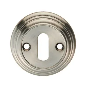 55mm Lock Profile Round Escutcheon Reeded Design Satin Nickel Keyhole Cover