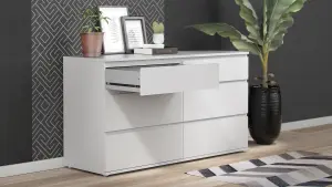 Nova Wide Chest of 6 Drawers (3+3) in White