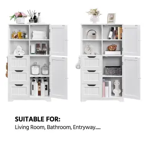 Yaheetech White Freestanding Bathroom Storage Cabinet with Open Compartments