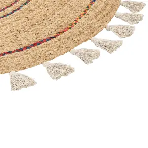 Round Jute Area Rug 140 cm Beige OBAKOY