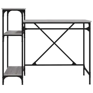 Berkfield Desk with Shelves Grey Sonoma 105x50x90 cm Engineered Wood&Iron