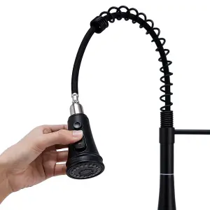 Black Pre-rinse Pull-Down Swivel Kitchen Mixer Tap Faucet