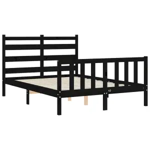 Berkfield Bed Frame with Headboard Black 120x200 cm Solid Wood