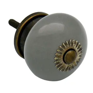 Nicola Spring - Round Ceramic Cabinet Knob - Grey