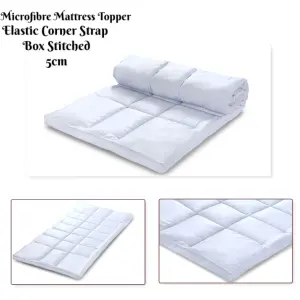 Microfibre Mattress Topper 2"/5cm Luxury Mattress Cover Protector Elastic Corner Box Stitched Deep Fitted Mattress Topper (5cm)