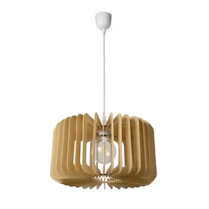 Lucide Etta Scandinavian Pendant Light 39cm - 1xE27 - Light Wood