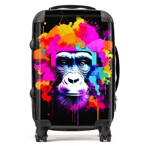 Multi Coloured Monkey Face Suitcase - Cabin