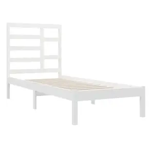 Berkfield Bed Frame White Solid Wood 90x190 cm 3FT Single