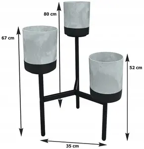 Pot + Stand Set Tiered Metal Multiple Flower Modern Shelf Planter Black Pot Bloomie stand 3L