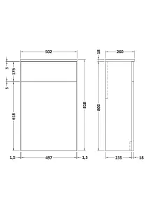 Compact Floor Standing WC Toilet Unit - 500mm - Gloss White