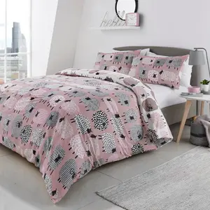 Dotty Sheep 130 TC Reversible Modern & Contemporary Duvet Cover Set Duck Egg / Double - 2 Standard Pillowcases