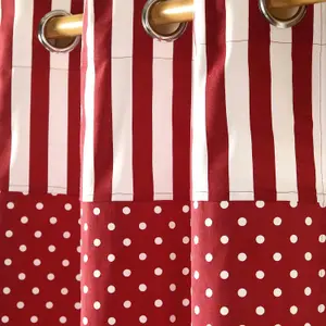 Homescapes Polka Dots Red Ready Made Eyelet Curtain Pair, 117 x 137 cm Drop